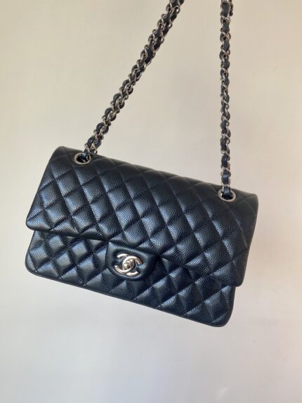 HANEL Classic Flap Bag - Black Caviar & Silver Hardware
